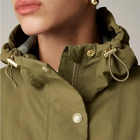J. Crew Olive Utility Jacket with Hood - Picture 4 of 10